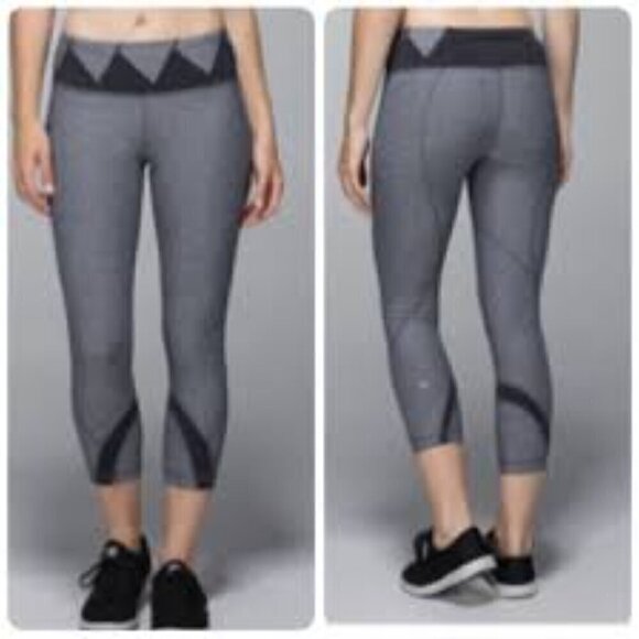 Lululemon Run Inspire Crop II Leggings Luxtreme Heathered Deep Coal Quilt - Picture 1 of 7